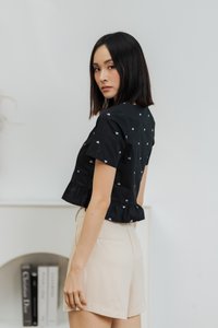 Gigi Hearts Embroidered Top in Black (XS)