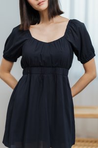 Remy Ruched Dress Romper in Navy (XS)