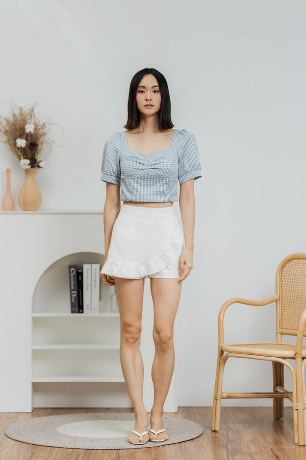 Jadri Checkered Crop Top in Blue (XS)