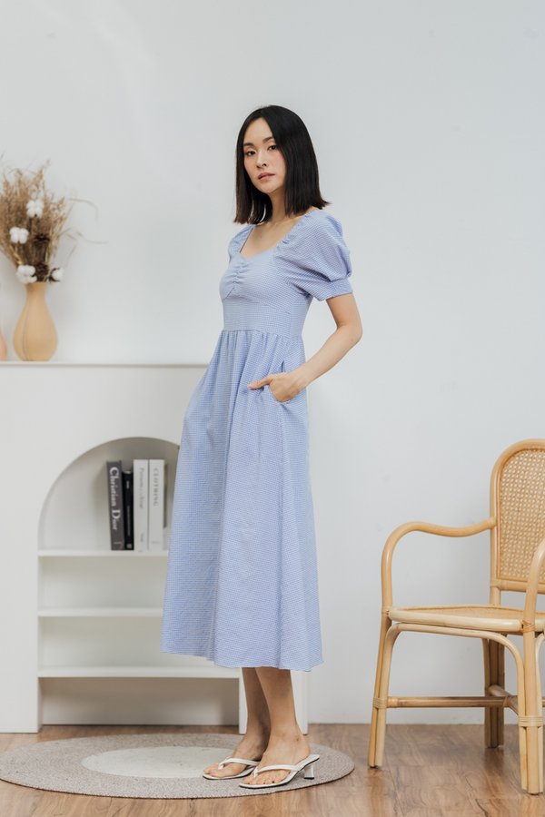 Tamara Sweetheart Midi Dress in Blue (XS)