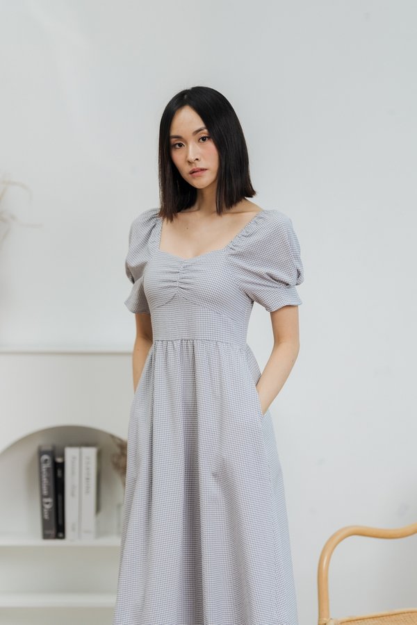 Tamara Sweetheart Midi Dress in Grey (XS)