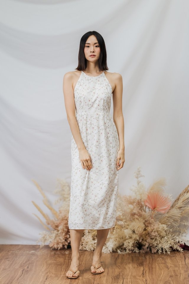 Amina Halter Maxi Dress in White