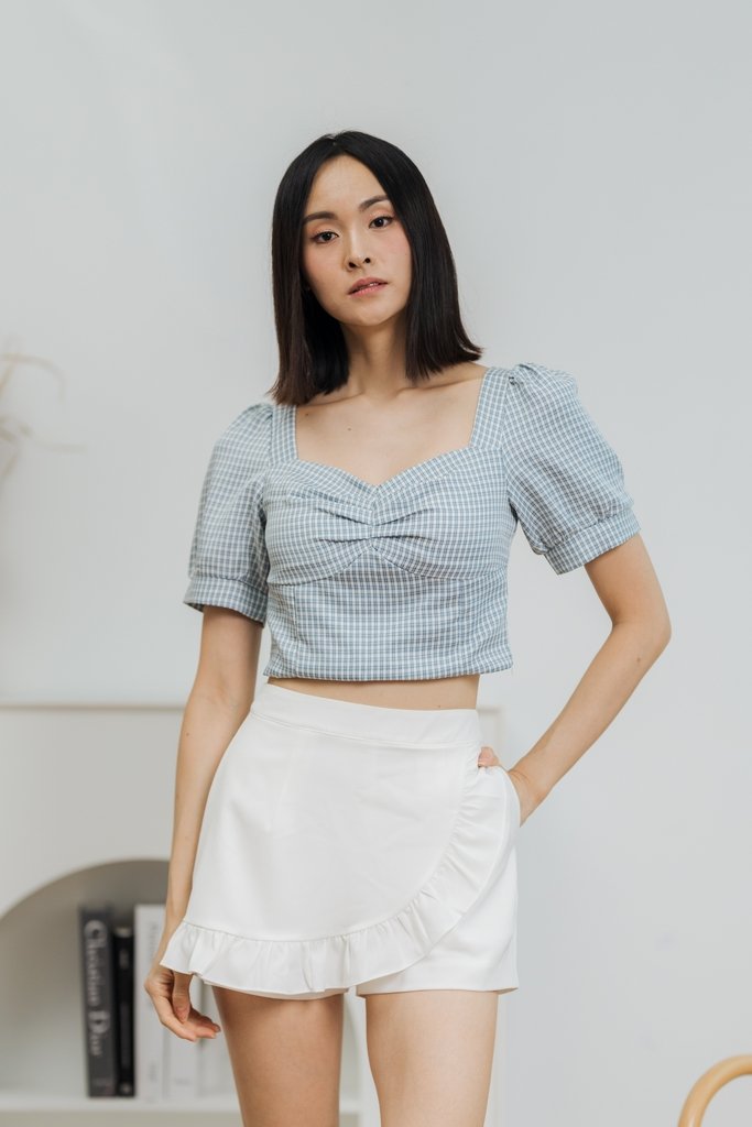 Jadri Checkered Crop Top in Blue (XS)