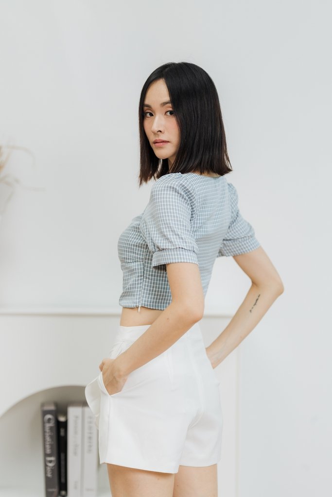 Jadri Checkered Crop Top in Blue (XS)