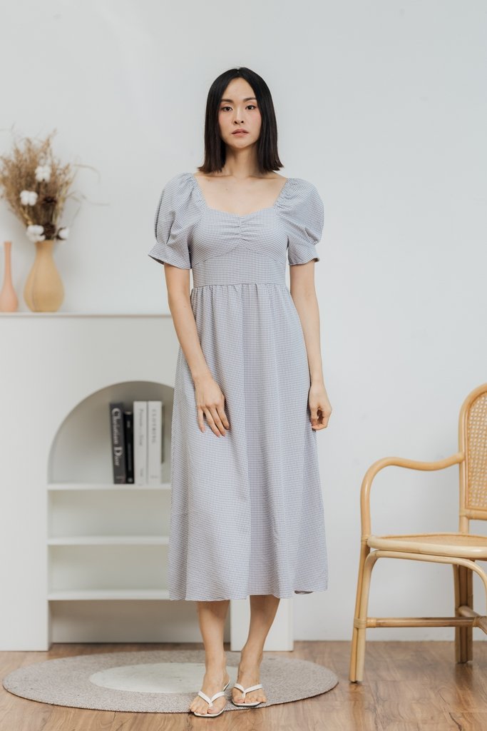 Tamara Sweetheart Midi Dress in Grey (XS)