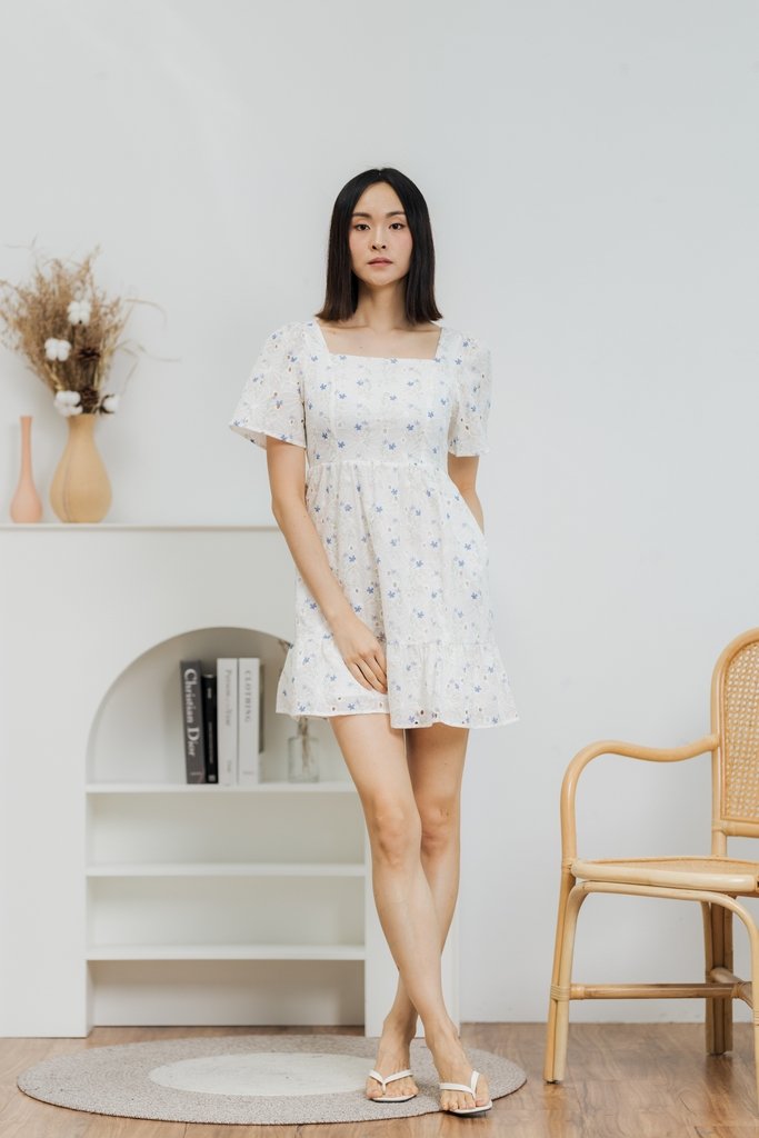 Kaesha Eyelet Dress in Blue (XS)