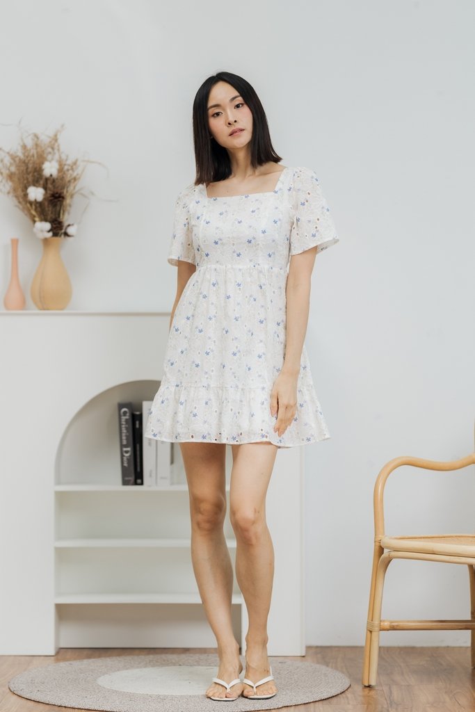 Kaesha Eyelet Dress in Blue (XS)