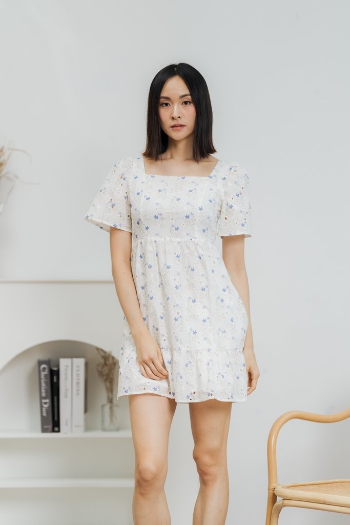 Kaesha Eyelet Dress in Blue (XS)