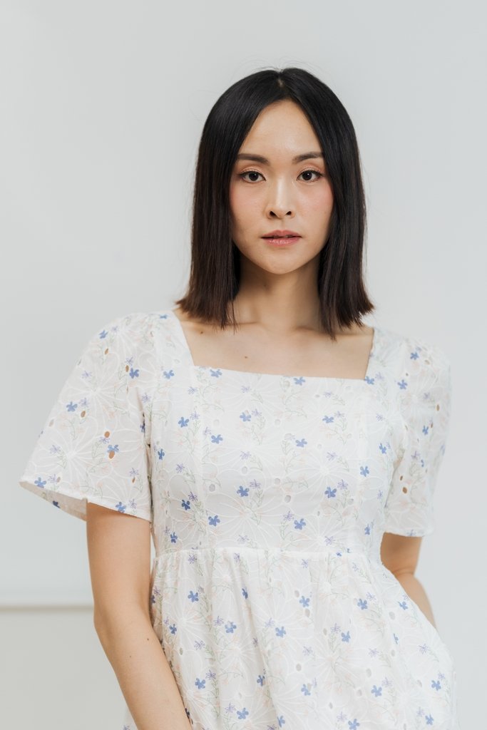 Kaesha Eyelet Dress in Blue (XS)