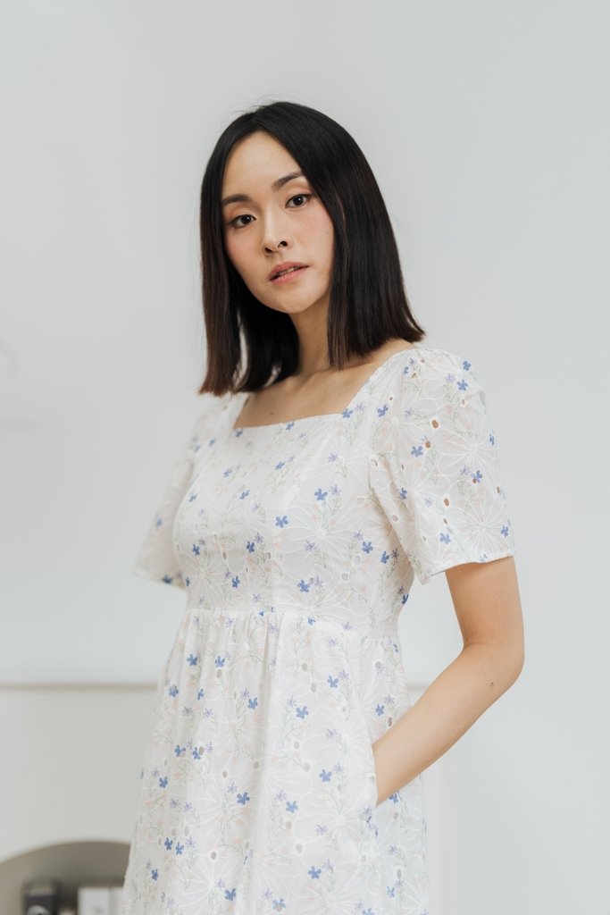 Kaesha Eyelet Dress in Blue (XS)