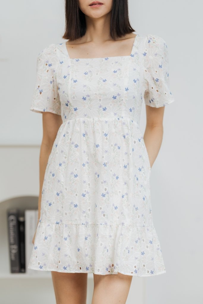 Kaesha Eyelet Dress in Blue (XS)