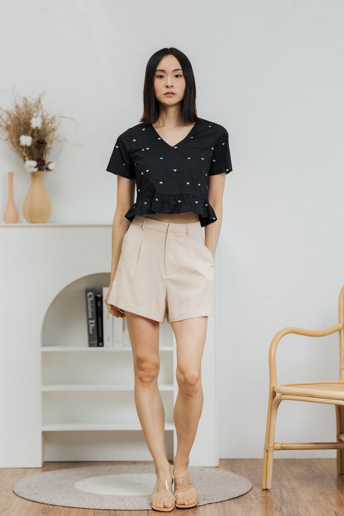 Gigi Hearts Embroidered Top in Black (XS)