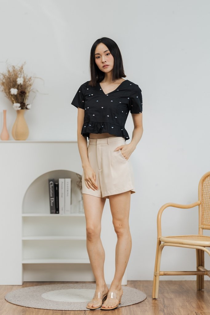 Gigi Hearts Embroidered Top in Black (XS)