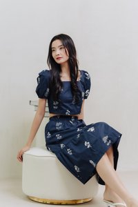 Armani Embroidery Crop Top in Navy (XS)