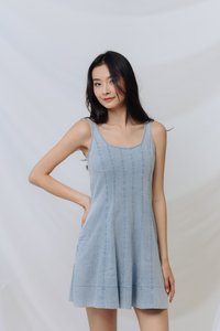 Archie Panel Denim Dress in Denim Blue (XS)