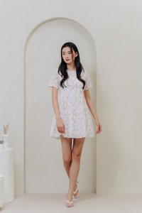 Evalina Eyelet Tiered Dress in Pink(XL)