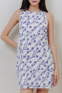 Evalina Eyelet Sleeveless Dress in Navy (M)
