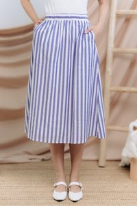 Luella Striped Midi Skirt in Navy (XS)