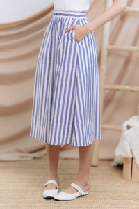 Luella Striped Midi Skirt in Navy (XS)
