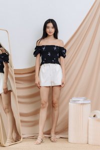 Blossom Smocked Top in Black (XS)