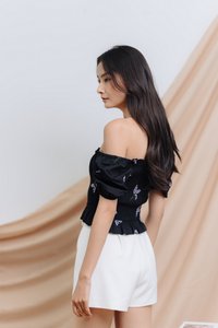 Blossom Smocked Top in Black (XS)