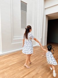 Evalina Eyelet Kids Dress in Navy