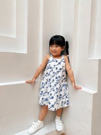 Evalina Eyelet Kids Dress in Navy