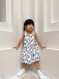 Evalina Eyelet Kids Dress in Navy