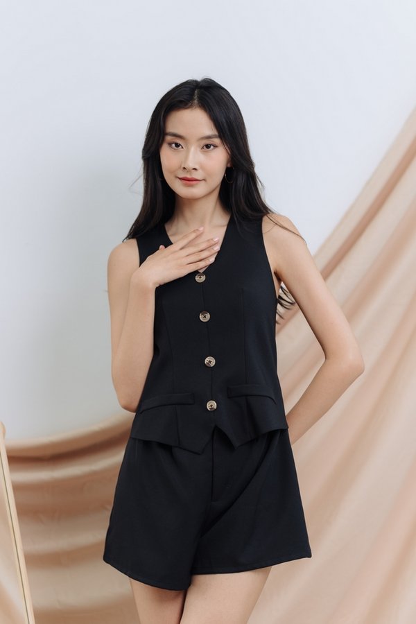 Jianna One Piece Vest Romper in Black (XS)