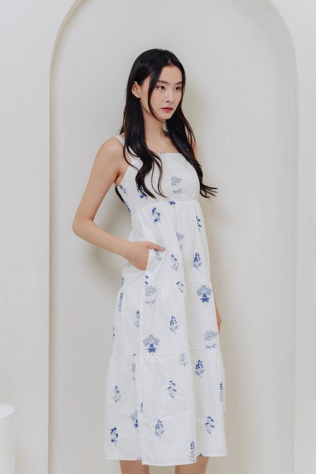 Armani Embroidery Maxi Dress in White