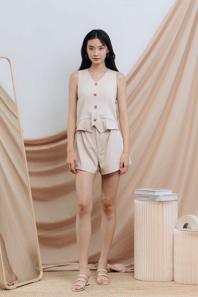 Jianna One Piece Vest Romper in Sand (XS)