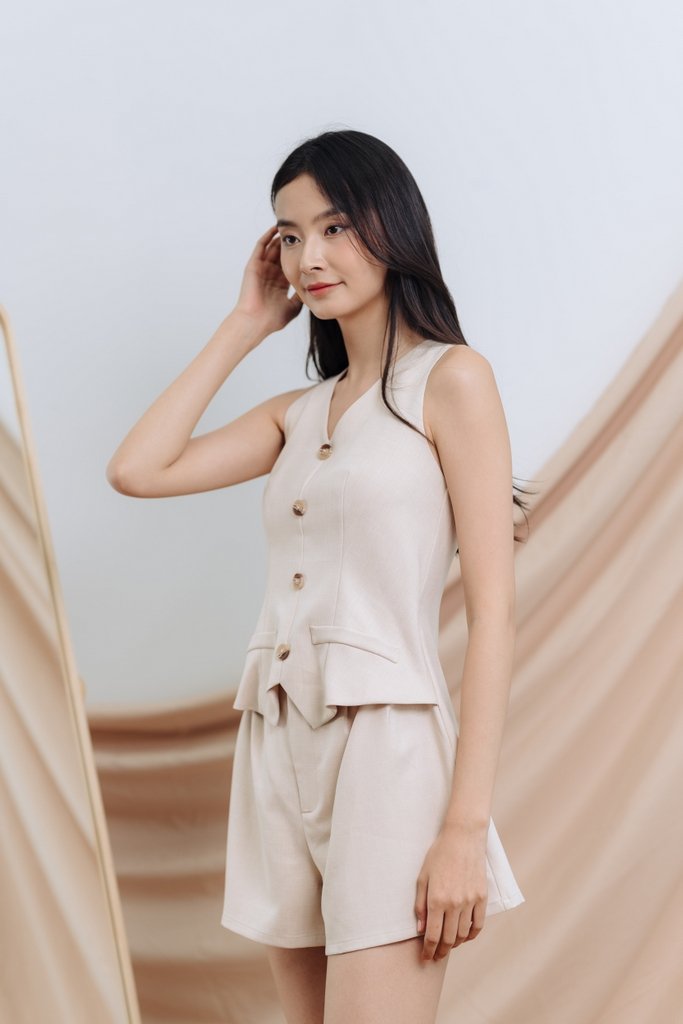Jianna One Piece Vest Romper in Sand (XS)