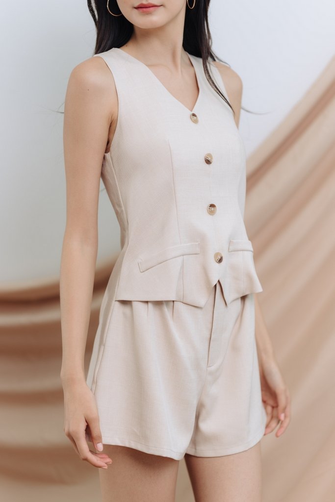 Jianna One Piece Vest Romper in Sand (XS)