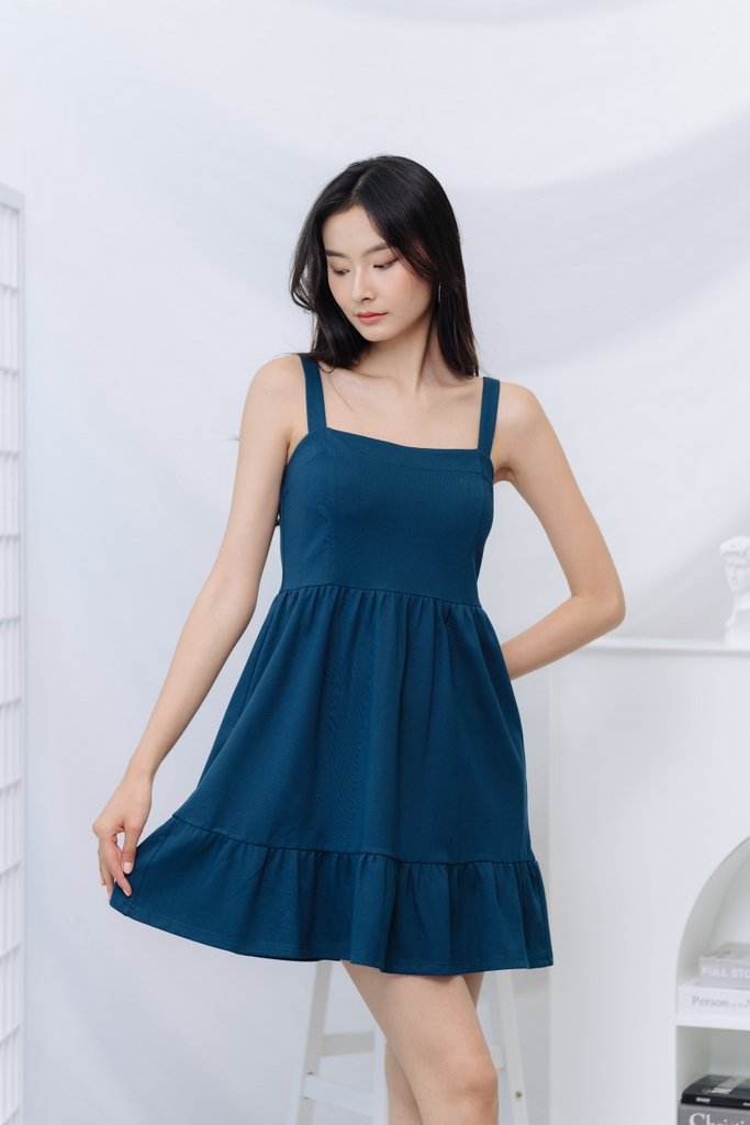 Leith Cotton Dropwaist Dress in Teal (XS)
