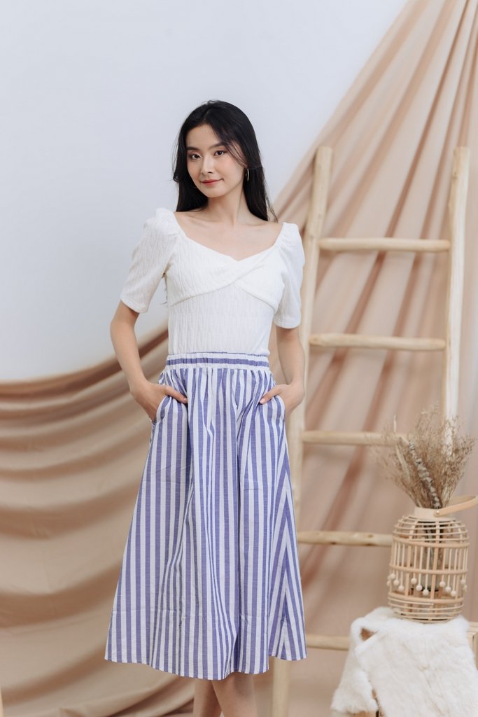 Luella Striped Midi Skirt in Navy (XS)