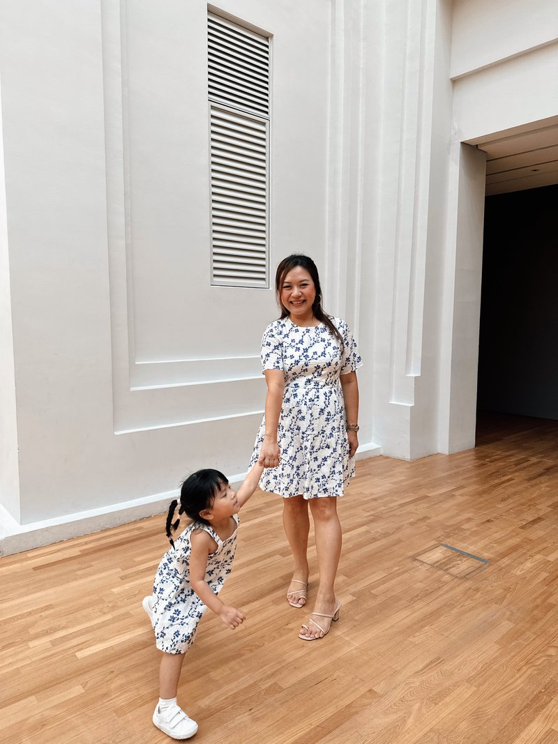 Evalina Eyelet Kids Dress in Navy