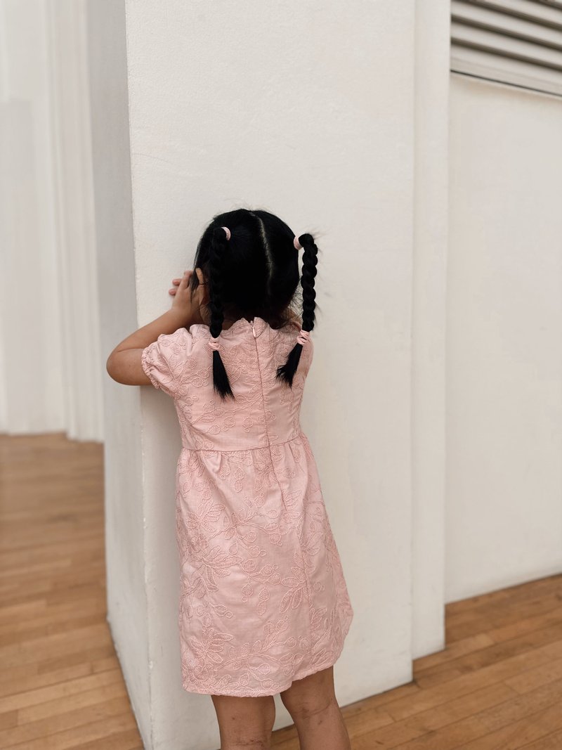 Blaise Embroidery Kids Dress in Pink 