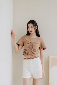 Capri High Waisted Denim Short in White