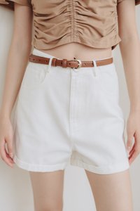 Capri High Waisted Denim Short in White