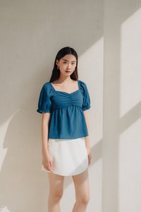 Dax Sweetheart Babydoll Top in Teal (XS)