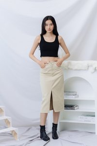 Calla Basic Ribbed Tank Top in Black