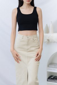 Calla Basic Ribbed Tank Top in Black