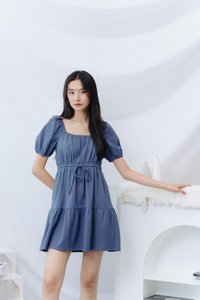 Larisa Cotton Tiered Dress in Blue(L)