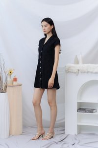 Odette Eyelet Collar Dress in Black