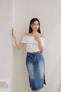 Ames Side Slits Denim Skirt (M)