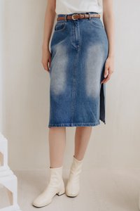 Ames Side Slits Denim Skirt (M)