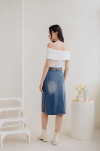Ames Side Slits Denim Skirt (M)