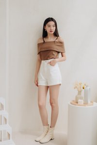 Capri High Waisted Denim Short in White