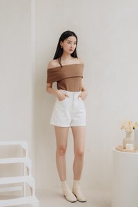 Capri High Waisted Denim Short in White