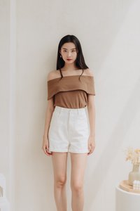 Capri High Waisted Denim Short in White